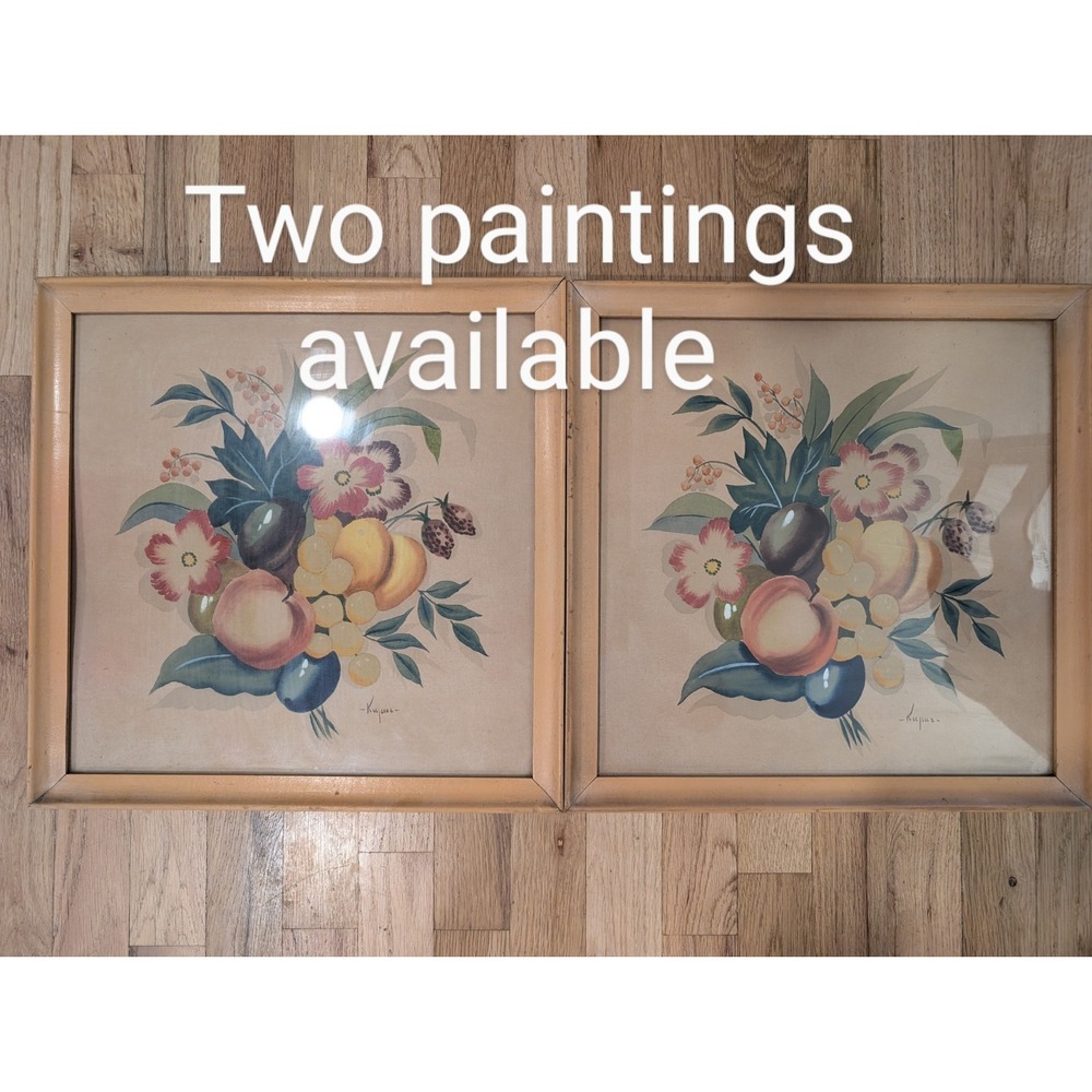 Ruben Kupur VTG Art Deco Gouache Floral Fruit Still Life Painting Framed Signed - Picture 7 of 7